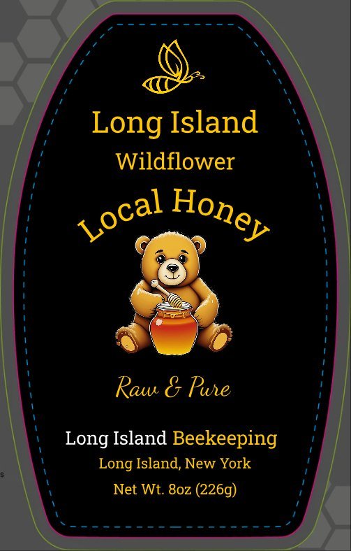 Long Island Wildflower Local Honey label